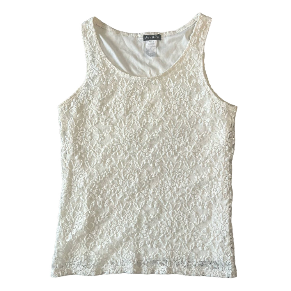 Fig & Blu Women's Off White Floral Lace Tank Top Size Small